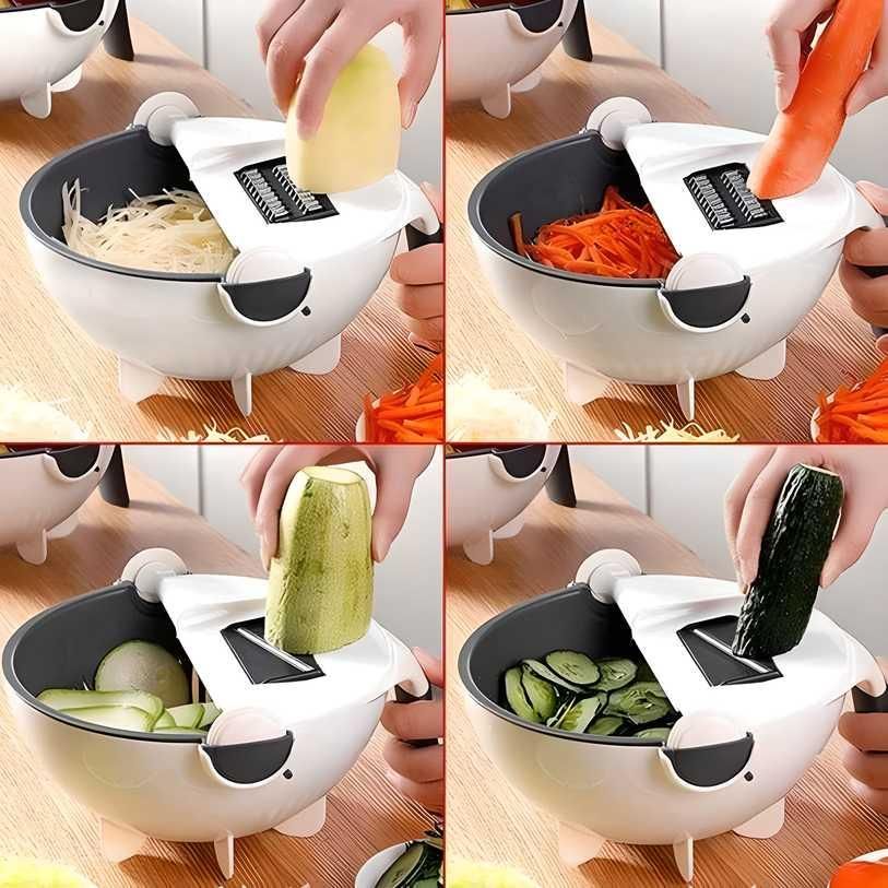 VEGETABLE CUTTER - 7 in 1 MULTIFUNCTION VEGETABLE CUTTER with DRAIN BASKET - RASOI GADGETS