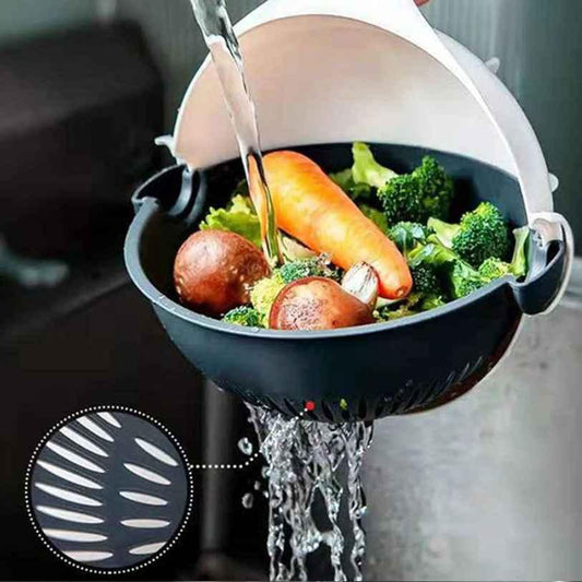 VEGETABLE CUTTER - 7 in 1 MULTIFUNCTION VEGETABLE CUTTER with DRAIN BASKET - RASOI GADGETS
