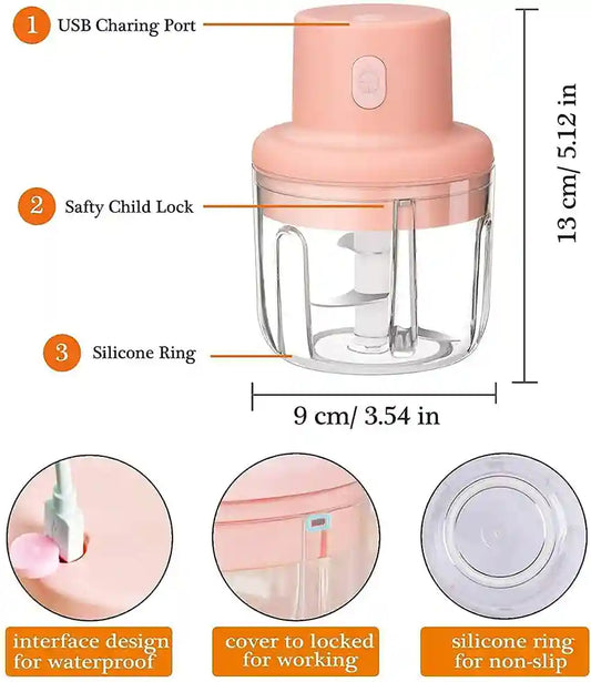 MINI ELECTRIC VEGETABLE CHOPPER  – USB Rechargeable & Portable - RASOI GADGETS